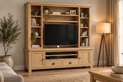 Normandy Chunky Country Oak Extra Large TV Storage Combination Unit (Top + Base) Normandy Chunky Country Oak Extra Large TV Storage Combination Unit (Top + Base)