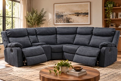 Ellena Marble Grey L Shape Recliner Corner Sofa with Storage Ellena Marble Grey L Shape Recliner Corner Sofa with Storage