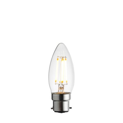 Gallery Direct B22 LED Filament Candle Clear Glass Gallery Direct B22 LED Filament Candle Clear Glass