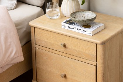 Willow Solid Oak Nordic 2 Drawer Bedside Table Willow Solid Oak Nordic 2 Drawer Bedside Table