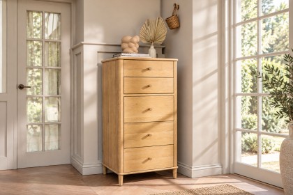 Willow Solid Oak Nordic 5 Drawer Tall Chest of Drawers Willow Solid Oak Nordic 5 Drawer Tall Chest of Drawers