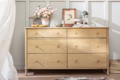 Willow Solid Oak Nordic 6 Drawer Wide Chest of Drawers Willow Solid Oak Nordic 6 Drawer Wide Chest of Drawers