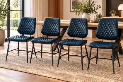 Dalton Quilted Blue Dining Chairs (Set of 4) Dalton Quilted Blue Dining Chairs (Set of 4)