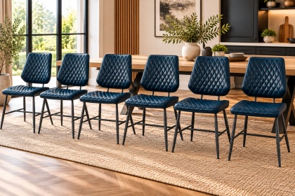 Dalton Quilted Blue Dining Chairs (Set of 6) Dalton Quilted Blue Dining Chairs (Set of 6)