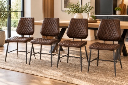 Dalton Quilted Brown Dining Chairs (Set of 4) Dalton Quilted Brown Dining Chairs (Set of 4)