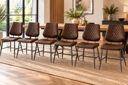 Dalton Quilted Brown Dining Chairs (Set of 6) Dalton Quilted Brown Dining Chairs (Set of 6)