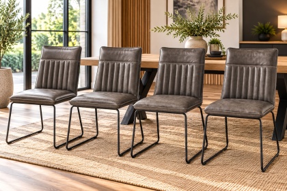 Cooper Leather Grey Dining Chairs (Set of 4) Cooper Leather Grey Dining Chairs (Set of 4)