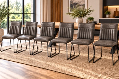 Cooper Leather Grey Dining Chairs (Set of 6) Cooper Leather Grey Dining Chairs (Set of 6)