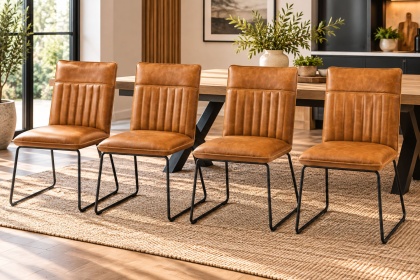 Cooper Leather Tan Dining Chairs (Set of 4) Cooper Leather Tan Dining Chairs (Set of 4)