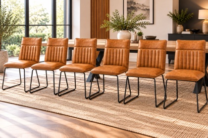 Cooper Leather Tan Dining Chairs (Set of 6) Cooper Leather Tan Dining Chairs (Set of 6)