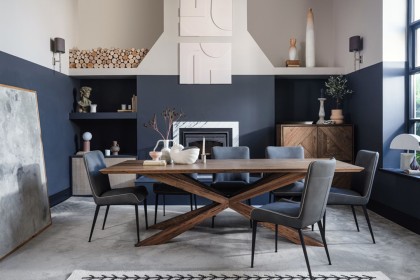 Rebecca Textured PU Leather Dining Chair in Grey (Pair)