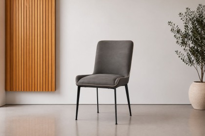 Rebecca Textured PU Leather Dining Chair in Grey (Pair) Rebecca Textured PU Leather Dining Chair in Grey (Pair)