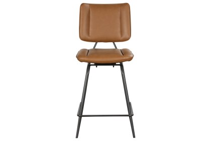 Jack Cognac Tan PU Leather Bar Stool with Industrial Legs (Pair) Jack Cognac Tan PU Leather Bar Stool with Industrial Legs (Pair)