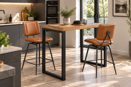 Jack Cognac Tan PU Leather Bar Stool with Industrial Legs (Pair) Jack Cognac Tan PU Leather Bar Stool with Industrial Legs (Pair)