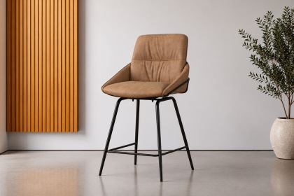 Jackson PU Leather Bar Stool in Tan (Pair)
