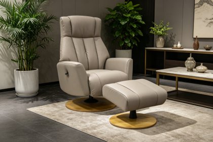 Rowan Leather Swivel Chair and Stool