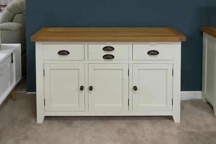 Ex-Display Liskeard - Wexford Oak Painted White Large Sideboard Ex-Display Liskeard - Wexford Oak Painted White Large Sideboard