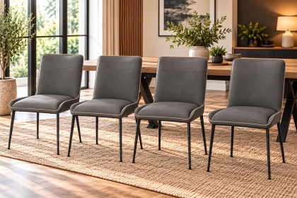Rebecca Textured PU Leather Grey Dining Chairs (Set of 4) Rebecca Textured PU Leather Grey Dining Chairs (Set of 4)