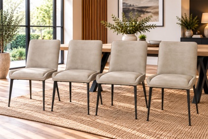 Rebecca Textured PU Leather Misty Dining Chairs (Set of 4)