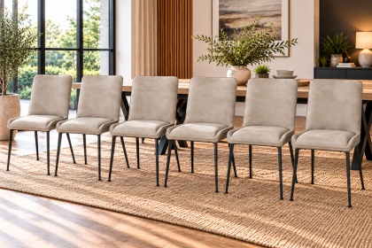 Rebecca Textured PU Leather Misty Dining Chairs (Set of 6)