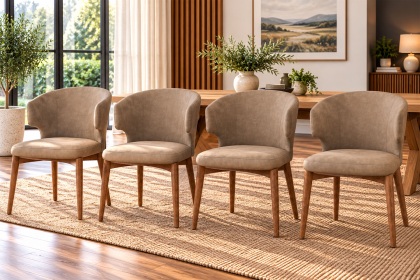 Rowan Leather Curved Back Dining Chairs (Set of 4) Rowan Leather Curved Back Dining Chairs (Set of 4)