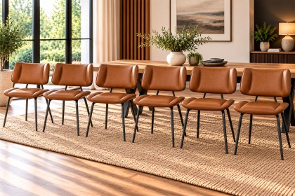 Jack Cognac PU Leather Dining Chairs (Set of 6) Jack Cognac PU Leather Dining Chairs (Set of 6)