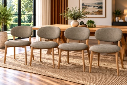 Leo Curved Back Grey Fabric Dining Chairs (Set of 4) Leo Curved Back Grey Fabric Dining Chairs (Set of 4)