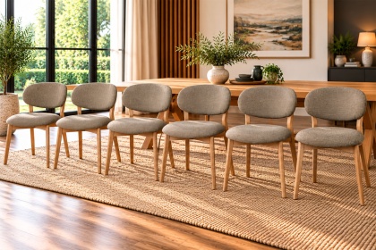 Leo Curved Back Grey Fabric Dining Chairs (Set of 6) Leo Curved Back Grey Fabric Dining Chairs (Set of 6)