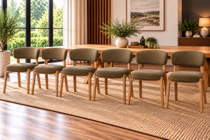 Elenor Green Fabric Dining Chairs (Set of 6) Elenor Green Fabric Dining Chairs (Set of 6)