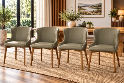 Logan Green PU Leather Curved Dining Chairs (Set of 4) Logan Green PU Leather Curved Dining Chairs (Set of 4)
