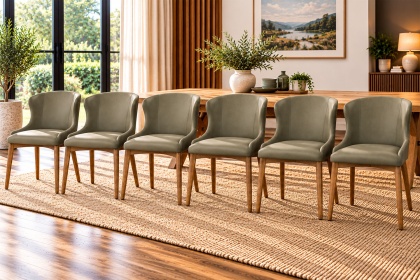 Logan Green PU Leather Curved Dining Chairs (Set of 6) Logan Green PU Leather Curved Dining Chairs (Set of 6)