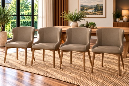 Logan Taupe PU Leather Curved Dining Chairs (Set of 4) Logan Taupe PU Leather Curved Dining Chairs (Set of 4)