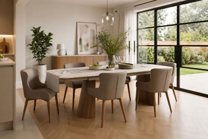 Logan Taupe PU Leather Curved Dining Chairs (Set of 6) Logan Taupe PU Leather Curved Dining Chairs (Set of 6)