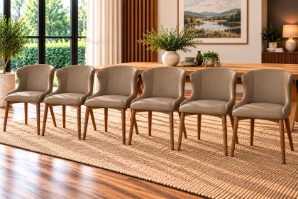 Logan Taupe PU Leather Curved Dining Chairs (Set of 6) Logan Taupe PU Leather Curved Dining Chairs (Set of 6)