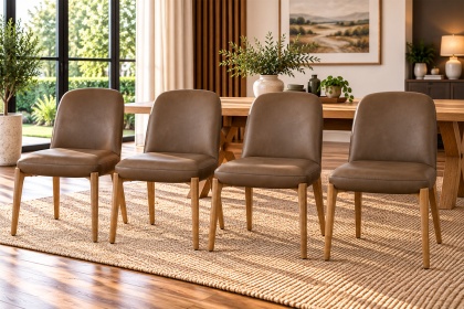 Margot Brown PU Leather Dining Chairs (Set of 4)