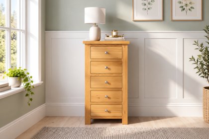 Dorset Oak 5 Drawer Tall Chest of Drawers Dorset Oak 5 Drawer Tall Chest of Drawers