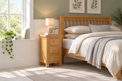 Dorset Oak Compact 3 Drawer Bedside Table Dorset Oak Compact 3 Drawer Bedside Table