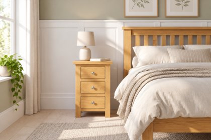 Dorset Oak Compact 3 Drawer Bedside Table Dorset Oak Compact 3 Drawer Bedside Table