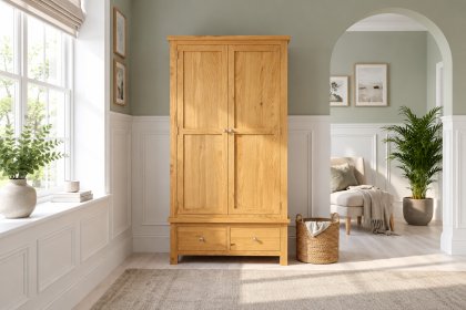Dorset Oak Double Wardrobe With 2 Drawers Dorset Oak Double Wardrobe With 2 Drawers