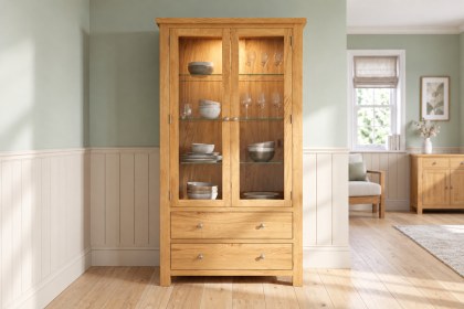 Dorset Oak Glazed Display Cabinet with Light