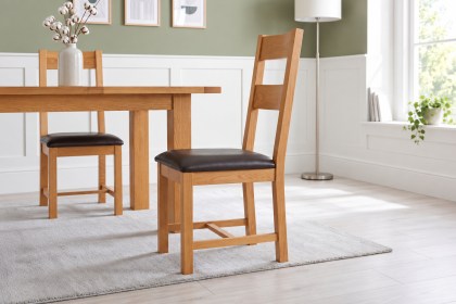 Dorset Oak Ladder Back Dining Chair with PU Leather Seat Dorset Oak Ladder Back Dining Chair with PU Leather Seat