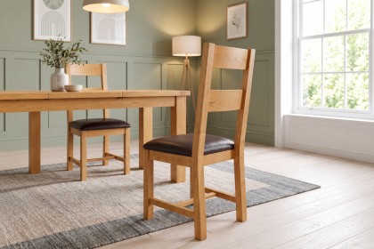 Dorset Oak Ladder Back Dining Chair with PU Leather Seat Dorset Oak Ladder Back Dining Chair with PU Leather Seat
