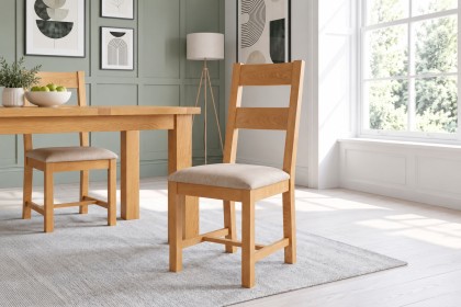Dorset Oak Ladder Back Dining Chair with Fabric Seat Dorset Oak Ladder Back Dining Chair with Fabric Seat