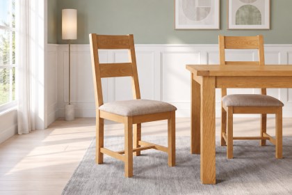 Dorset Oak Ladder Back Dining Chair with Fabric Seat Dorset Oak Ladder Back Dining Chair with Fabric Seat