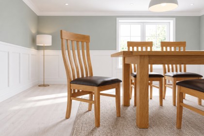 Dorset Oak Slatted Back Dining Chair with PU Leather Seat Dorset Oak Slatted Back Dining Chair with PU Leather Seat