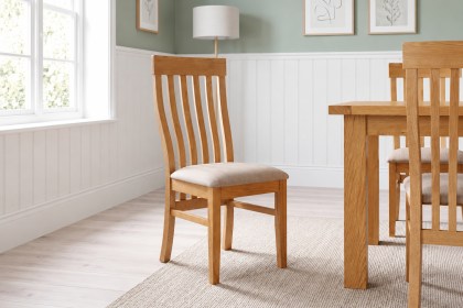 Dorset Oak Slatted Back Dining Chair with Fabric Seat Dorset Oak Slatted Back Dining Chair with Fabric Seat
