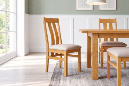 Dorset Oak Twin Slat Dining Chair with Fabric Seat Dorset Oak Twin Slat Dining Chair with Fabric Seat