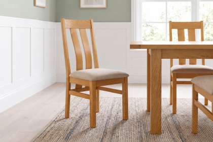 Dorset Oak Twin Slat Dining Chair with Fabric Seat Dorset Oak Twin Slat Dining Chair with Fabric Seat