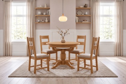 Dorset Oak Round Extending Pedestal Dining Table 100-135cm Dorset Oak Round Extending Pedestal Dining Table 100-135cm
