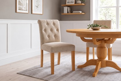 Salisbury Button-backed Fabric Dining Chair in Sand Salisbury Button-backed Fabric Dining Chair in Sand